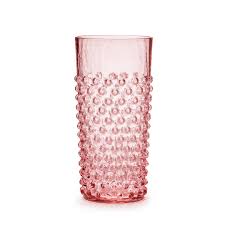 Handmade Tall Cecilia Pink Crystal Tumbler Glass: Hobnail ...