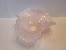 Pastel Pink Ruffled Bowl, VTG Fenton Pink Ruffled Bowl Scalloped Crimped. | eBay