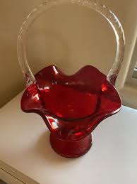 Vintage Fenton Ruby Red Glass Basket | eBay
