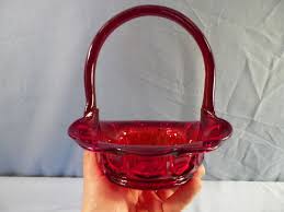 Fenton Ruby Red Glass Barred Ovals Basket 7 1/4" Tall INV2 | eBay