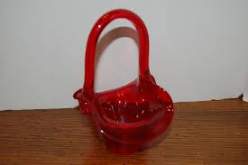 Small Red Glass Basket - Etsy