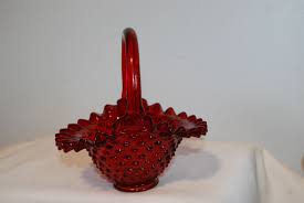 Fenton, Basket, Colonial Ruby, Hobnail Pattern. | eBay