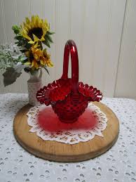 Vintage Fenton Ruby Red Hobnail Paneled Glass Basket W/crimped & Ruffled Edge - Etsy Australia