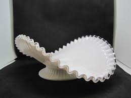 Vintage Fenton Silver Crest Banana Boat Fruit Bowl Milk ...
