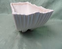 Matte White Planter / Vintage Ridged, Ceramic Footed Planter ...