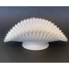 Fenton Silver Crest Milk Glass Banana Fruit Bowl Footed 12 ...