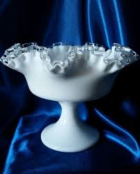 Fenton Silver Crest Milk Glass Footed Pedestal Compote | eBay