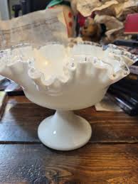 VTG Fenton Silvercrest Milk Glass Footed Pedestal Bowl/Fruit ...