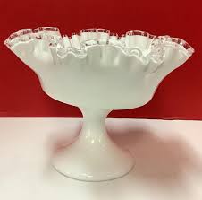 Fenton White Compote - Etsy