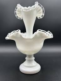 Vintage Fenton Silver Crest Single Horn Epergne | eBay