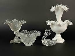 Fenton Satin Milk Glass Donkey & Cart