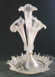 Antique LG Wright Clear Splash Glass 4 Horn Flute Large ...