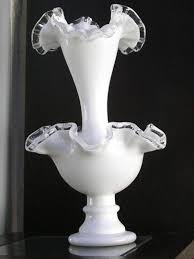 Fenton Silver Crest Epergne Single Horn Vase Rare Pedestal ...