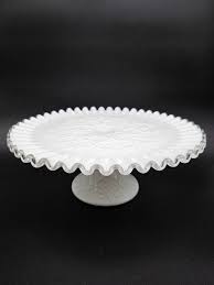 Vintage Fenton Cake Stand, Siver Crest, Milk Glass | eBay