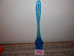 Aqua Blue Glass Pedestal Vase Vintage Mid Century 1960's ...