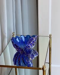 Vintage golden blue Murano shell bowl – Millefiori Interior