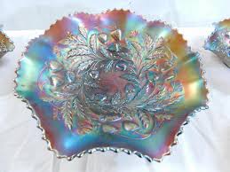 Lot - Northwood Carnival Glass Wild Strawberry Berry Set