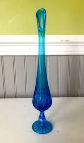 Fenton Colonial Blue Thumbprint MCM Swung Bud Vase - Etsy