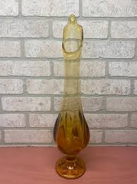 Vintage Swung Glass Vase, Amber Colored Glass, Vintage Home ...