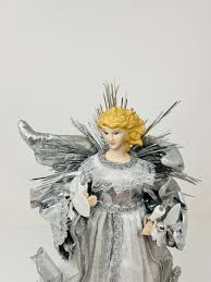 Vintage porcelain face Angel Christmas Tree Topper 13" tall ...