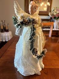 Yule Tidings 16” Gold & Cream Angel Mantel Tree Topper ...