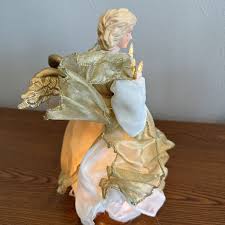 Lighted Angel Tree Topper 11.5” With Dress & Porcelain Face & Hands | eBay