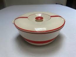 Vintage Universal Potteries Art Deco Red Stripe Base Large Casserole | eBay