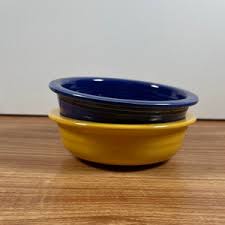 Set of 2 Vintage Fiesta Ware Bowls - Cobalt Blue & Sunflower Yellow - Collectible Pottery - Etsy Australia