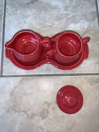 Fiestaware Red Sugar Bowl w/ Lid Creamer and Tray | eBay