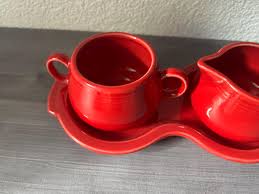Vintage Fiestaware Cream and Sugar With Tray Fiesta Homer ...