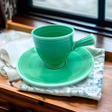 1950's Vintage FIESTA Green DEMITASSE Cup Saucer Dessert Plate Mid Century Modern MCM Glazed Coffee Tea Ceramic Cup and Saucer Set - Etsy