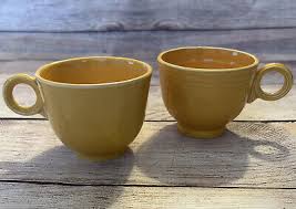 Vtg PAIR FIESTA WARE ORIGINAL YELLOW COFFEE CUP ...