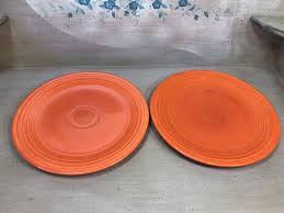 2 Vintage Fiestaware Orange 9.5” Luncheon Dinner Plates HLC ...