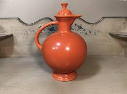 Vintage Fiesta Red /Orange 10-1/2" Carafe W/ Lid Fiestaware ...