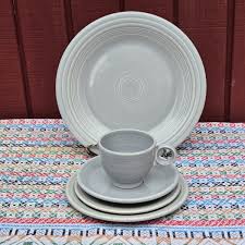 Vintage Fiesta 5 Piece Place Setting Gray 1950s Plate Cup ...