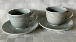 Set of 2 ~ Fiesta Retired PEARL GRAY Teacup & Saucer Sets ...