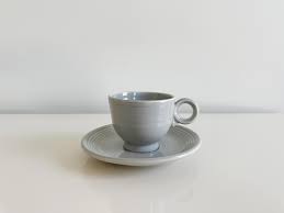 Vintage Fiesta Gray Tea Cup and Saucer: Ring Handle, USA ...