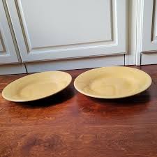 POTTERY BARN Sausalito Amber Yellow Dinner Plates Rimmed Set ...