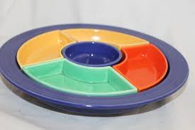 Vintage Fiesta 6 Color Relish Tray on Cobalt Blue Base | eBay