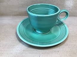 Vintage Fiesta Fiestaware Green Ring Handle Tea Coffee Cup & Saucer | eBay