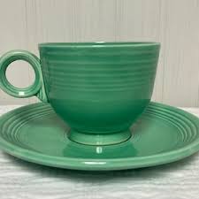 Vintage Fiesta Ware Original Green Teacup and Saucer Set Fiestaware Flat Bottom! - Etsy