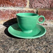 1930s Fiesta Ware Tea Cup and Saucer Set Ring Handle Light Green Homer Laughlin Original Colors Vintage 30s - Etsy Canada