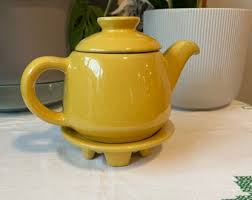 Vintage Frankoma Pottery Teapot: Mustard Yellow MCM Decor - Etsy
