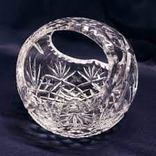 Crystal Cut Glass Basket w Handle Fifth Avenue 5.5 " Inches ...