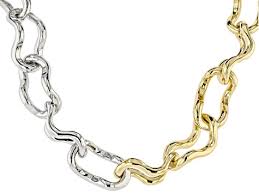 Two Tone Link Necklace & Earring Set - OPC1697 | JTV