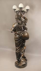 A Rare and Important Late 19th Century Over Life Size Bronze Torchere by J Coutan and Thiebaut Freres - Charles Cheriff Galleries