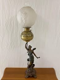 Sold at Auction: Miller Figural Base Banquet Lamp with Brass Fount and Frosted Glass Ball Shade w/ Grapes, 40 1/2 in. (102.9 cm.) 10 1/2 in Shade