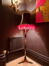 Decorative Brass And Pink Glass Standard Lamp - The Hoarde Vintage