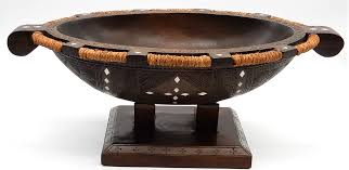 Hand Carved Tribal Feast Food Wooden Bowl Mother of Pearl ...