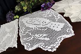 4 Vintage Crochet Doilies, White Cream Mix, Handmade Doily ...